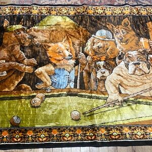 Vintage 70s Dogs Playing Pool Tapestry